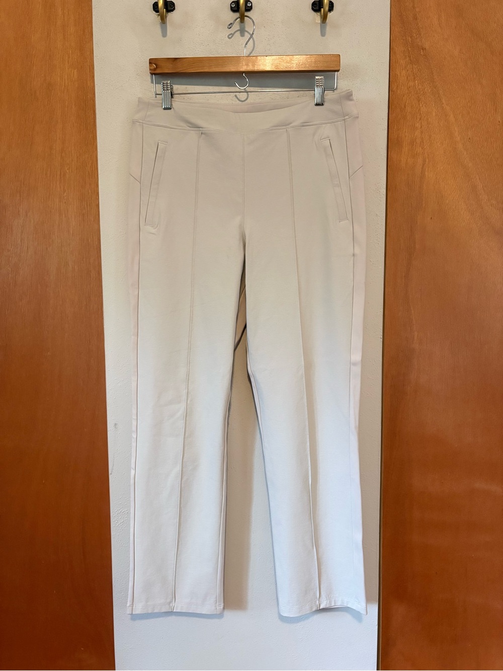 Athleta Cream Ponte Straight Pants